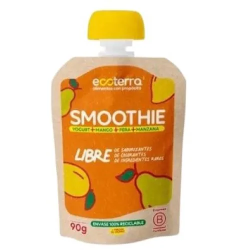Pure de Fruta y Yogurt Orgánico Sabor Mango, Pera y Manzana 90 gr