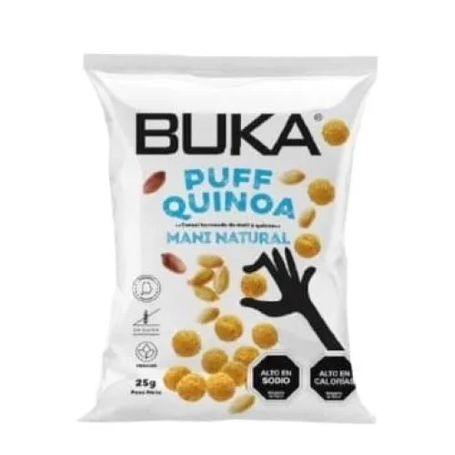 Puff de Maíz y Quinoa Sabor Maní Natural 25 gr Vegano Sin Gluten