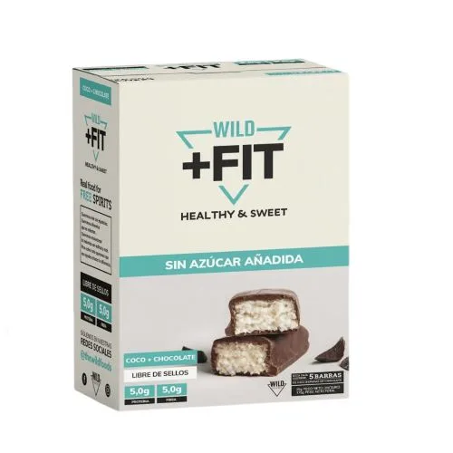 Caja 5 Barras FIT Vegetal Sin Azúcar Añadida Sabor Chocolate Coco 175 gr