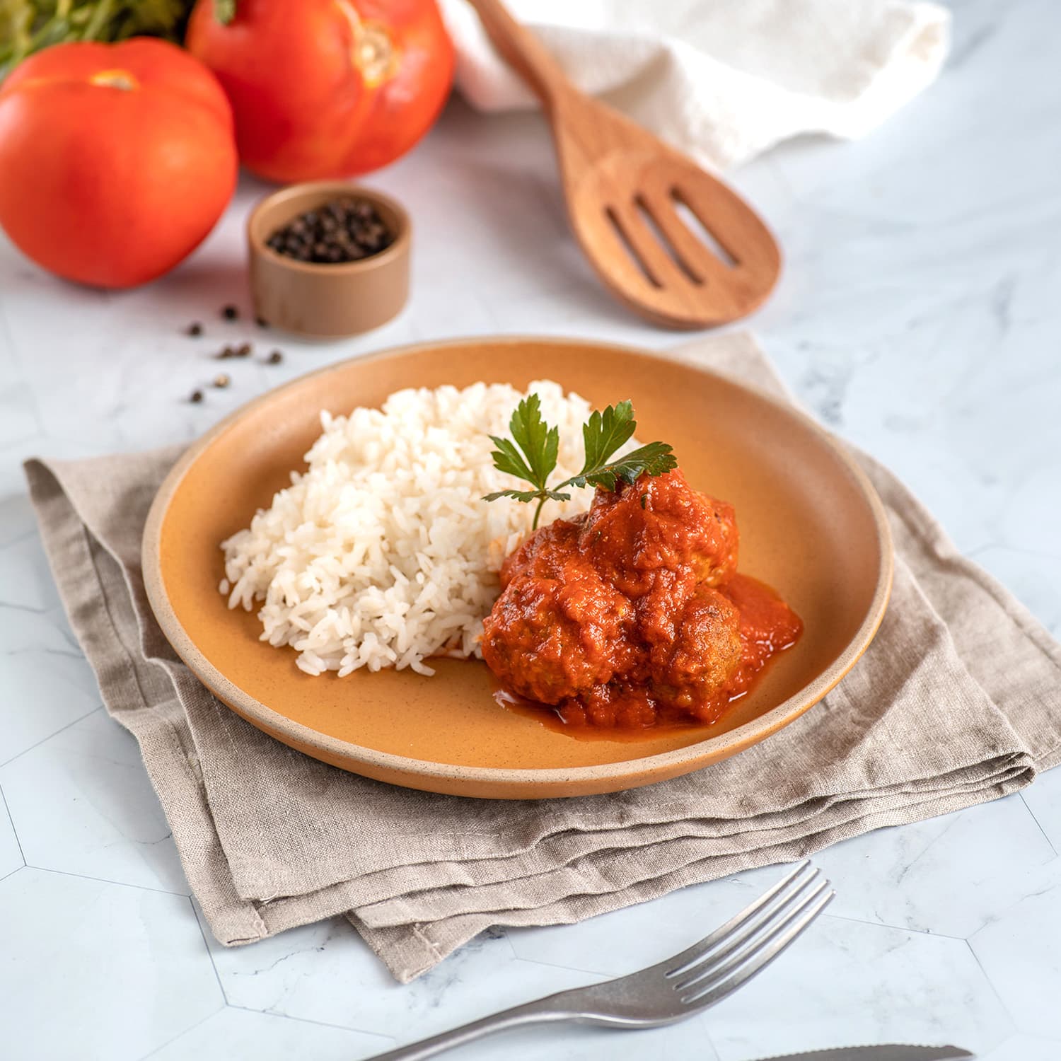 Albóndigas de Vacuno al Pomodoro con Arroz, 380 g