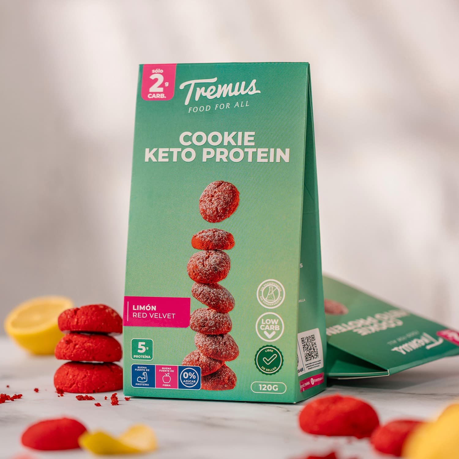 Cookie Keto Protein Limón y Red Velvet, Sin Azúcar Añadida, 120 g