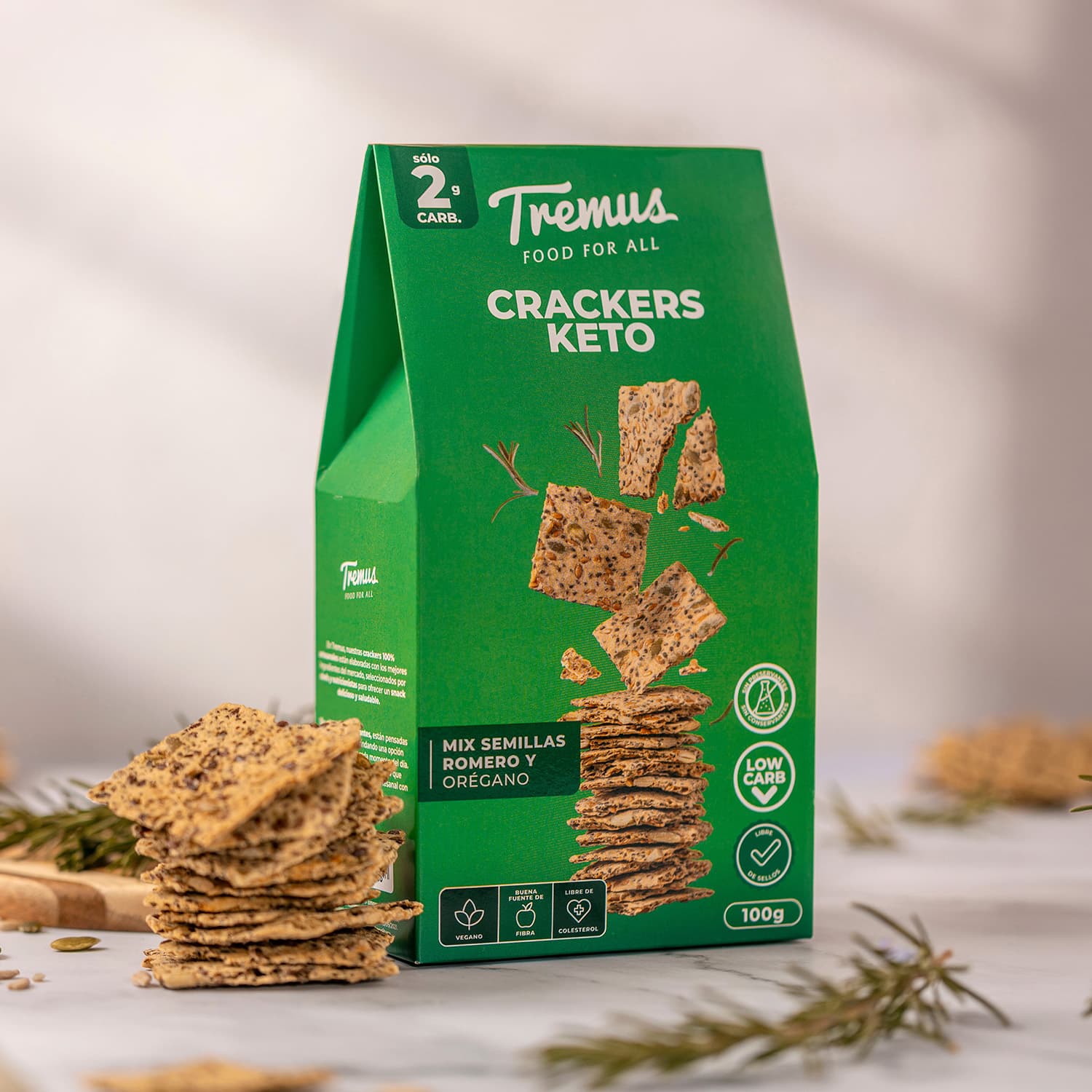 Crackers Keto Semillas Romero y Orégano, 100 g