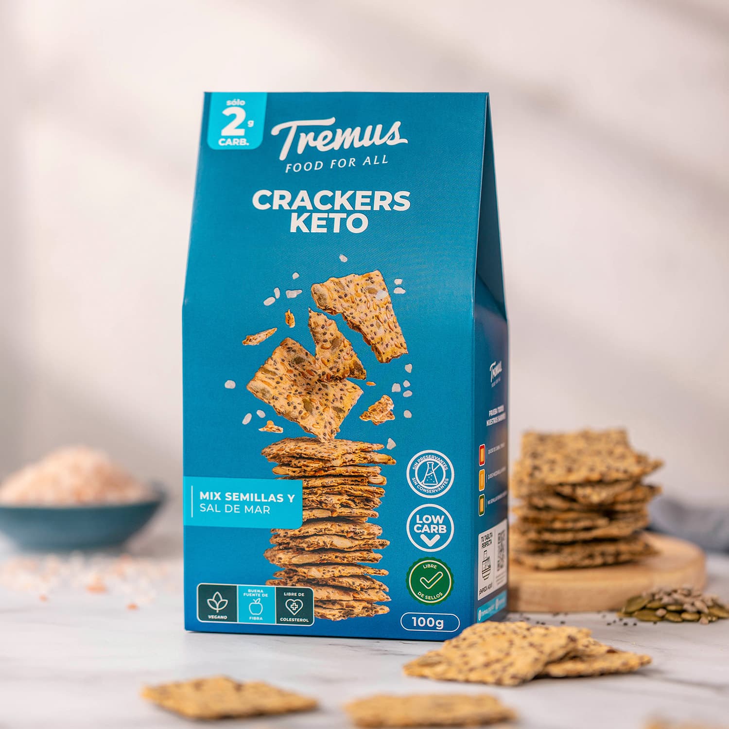 Crackers Keto Semillas y Sal de Mar, 100 g