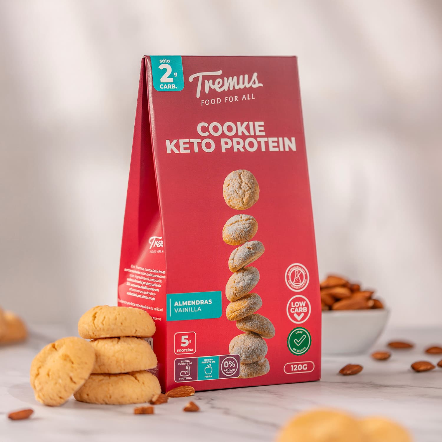 Cookie Keto Protein Almendra y Vainilla, Sin Azúcar Añadida, 120 g