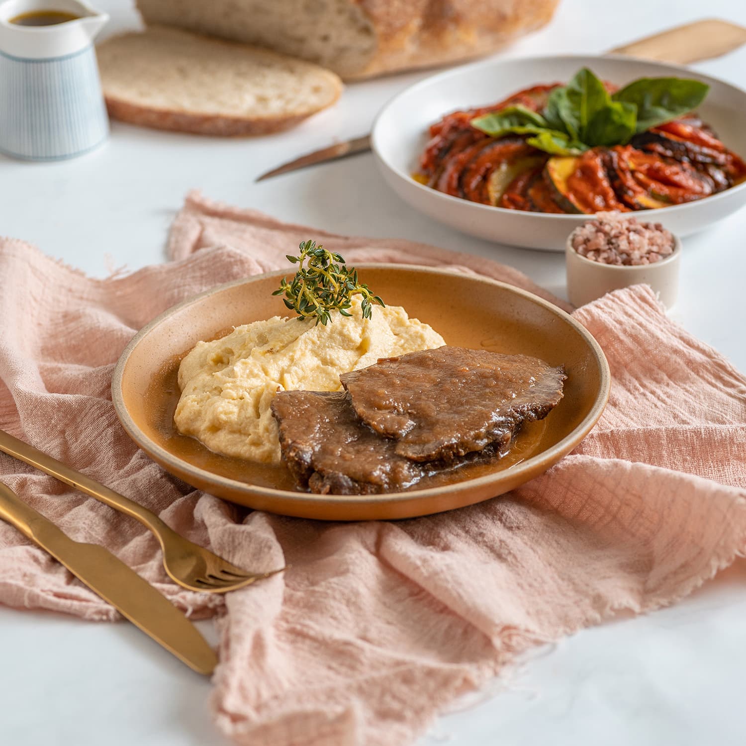 Plateada de Vacuno con Puré de Papas Lyonesa