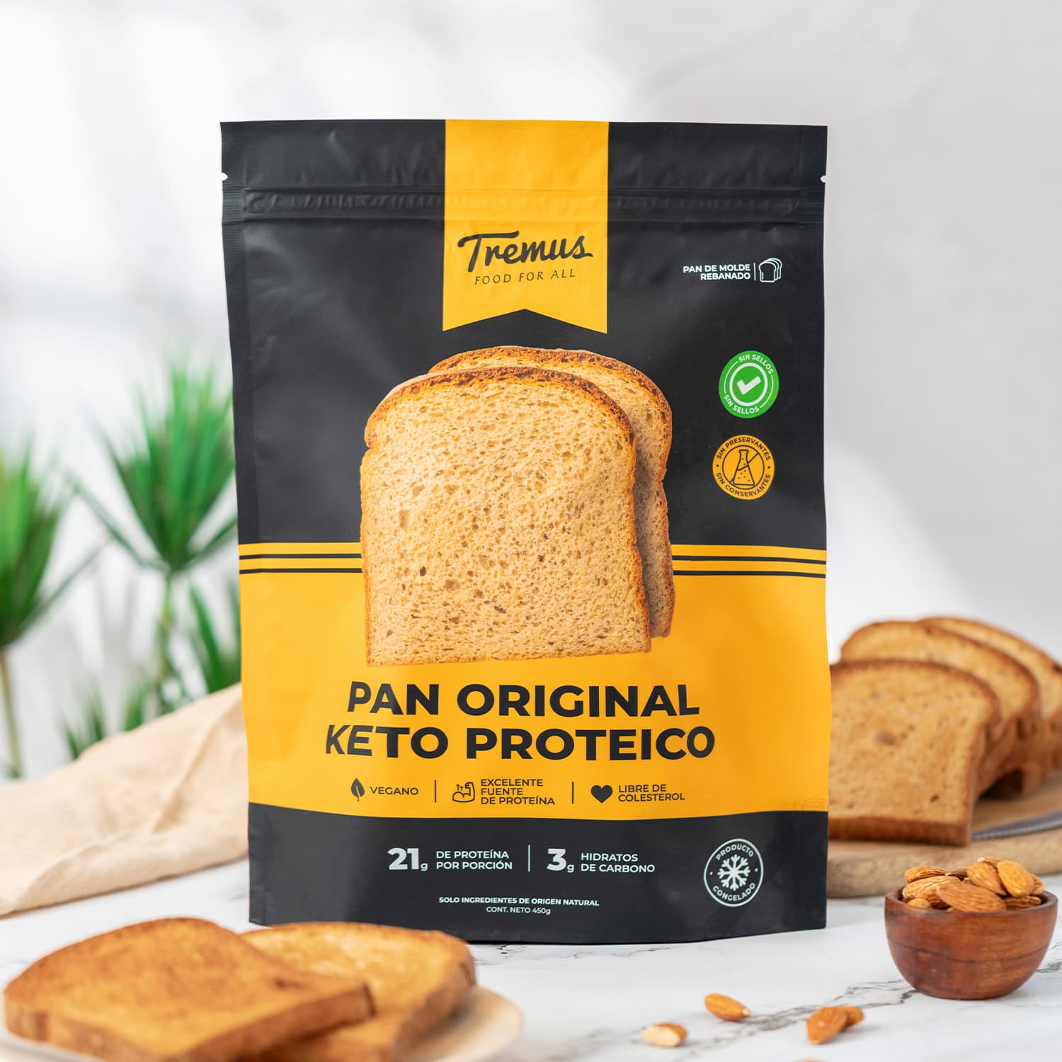 Pan de Molde Original Keto Proteico y Vegano Tremus 450 g