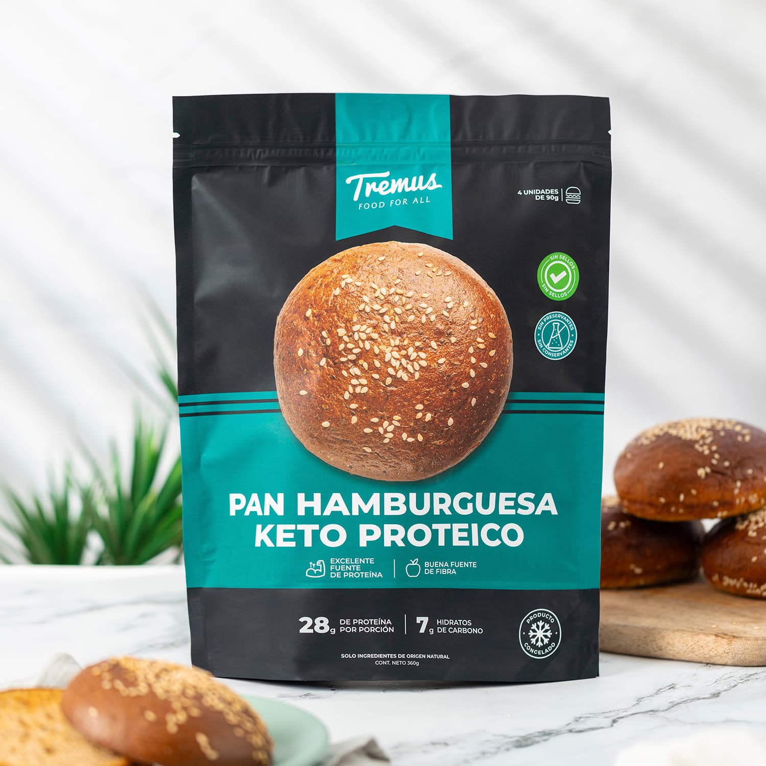 Pan de Hamburguesa Keto y Proteico Tremus 4 unidades 360 g