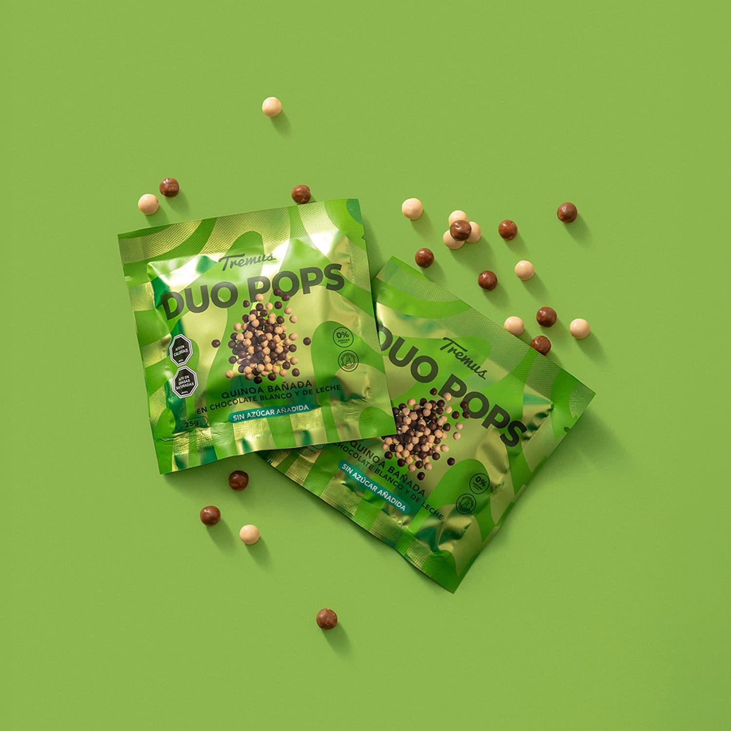 Duo Pops Quinoa Chocolate Blanco y de Leche, sin Azúcar añadida, 25 g