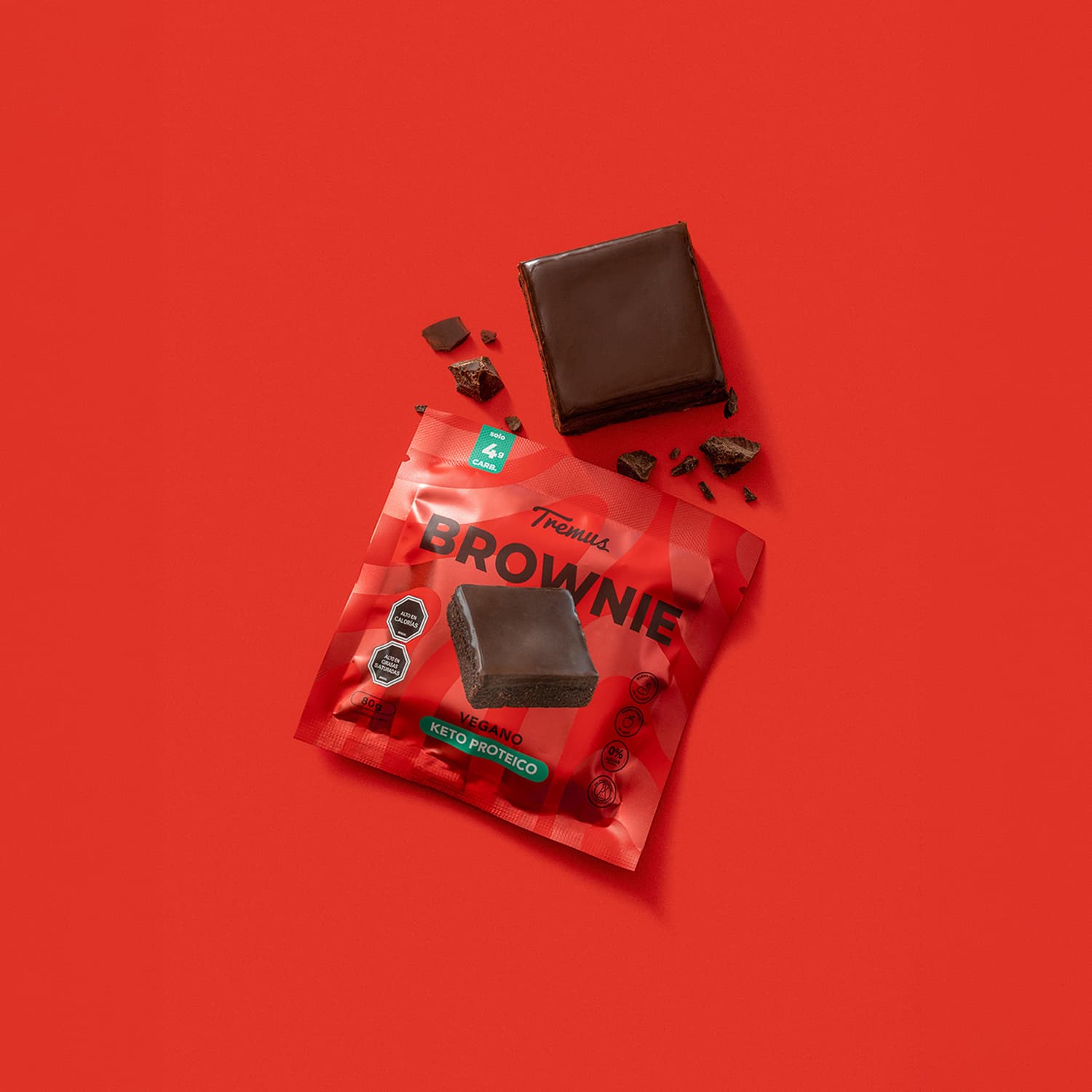 Brownie Vegano, Keto Proteico, Sin Azúcar Añadida, 80 g