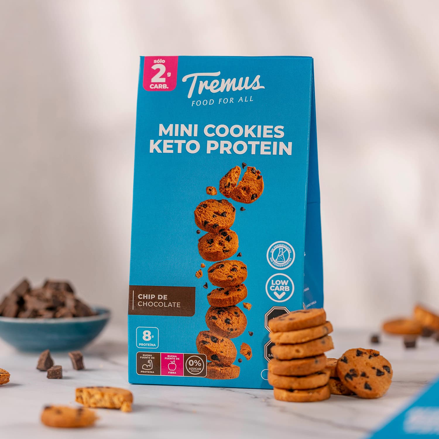Cookie Keto Protein Chips de Chocolate, Sin Azúcar Añadida, 120 g