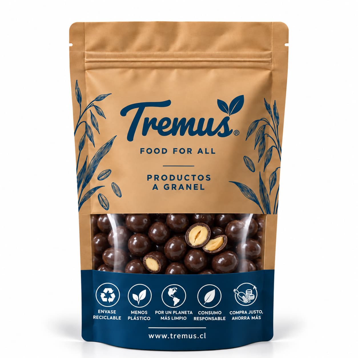 Maní Bañado en Chocolate, sin Azúcar, Granel Tremus