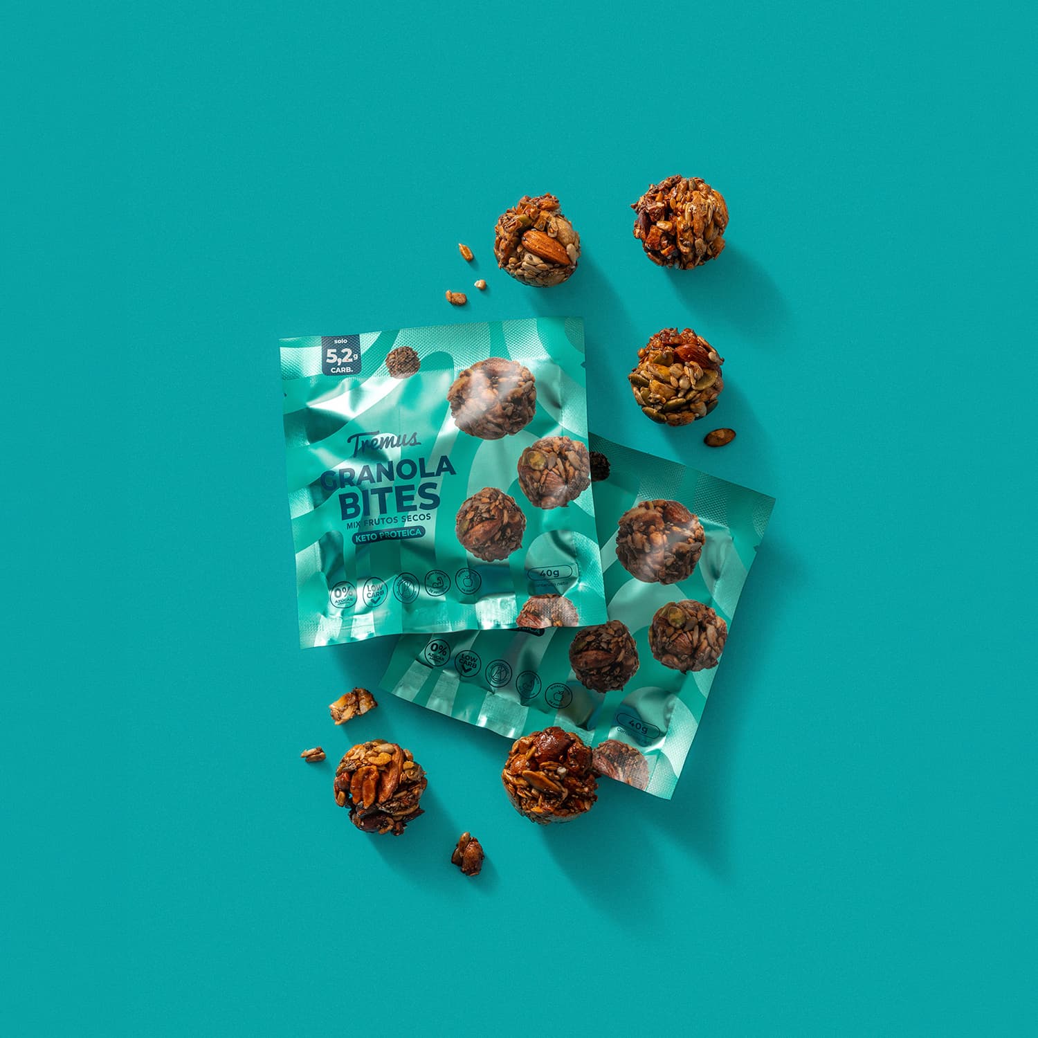Granola Bites Mix Frutos secos, Keto Proteica, 40 g