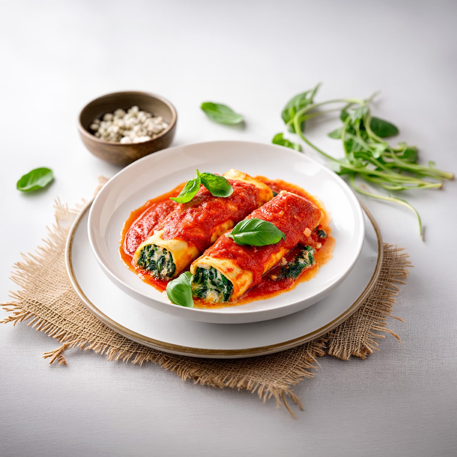 Canelón de Espinaca con Bechamel y Pomodoro, Keto, Vegetariano, 290 g