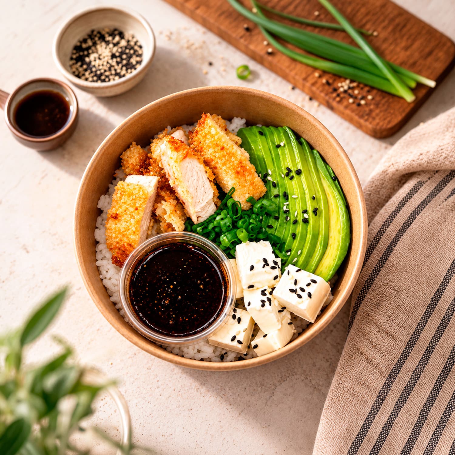 Gohan de Pollo Apanado en Pan Japonés y Palta, 480 g