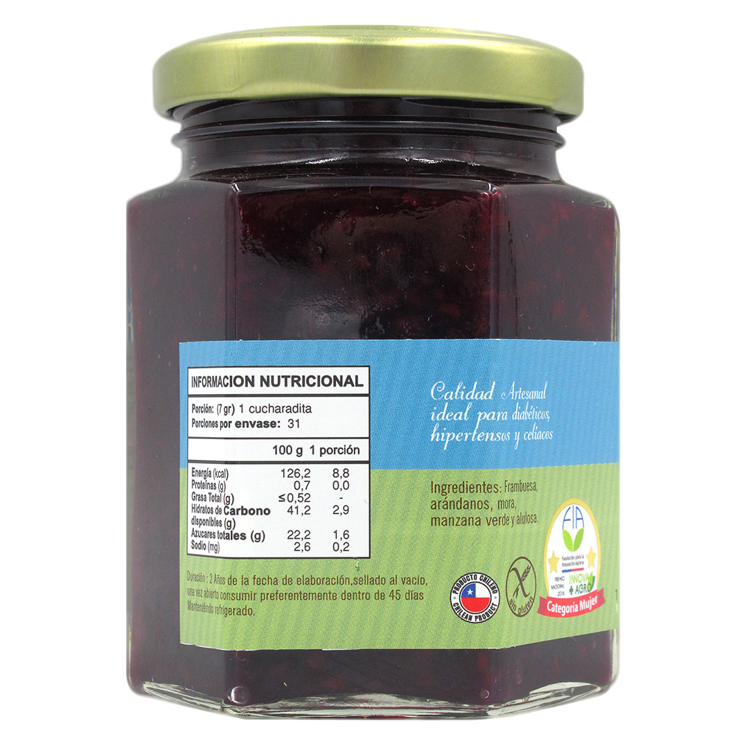 Mermelada Frutos Silvestres Endulzada con Alulosa 220 grs marca Do�a Vicky 2 Mermelada Frutos Silvestres Endulzada con Alulosa 220 grs marca Do�a Vicky - Imagen 2