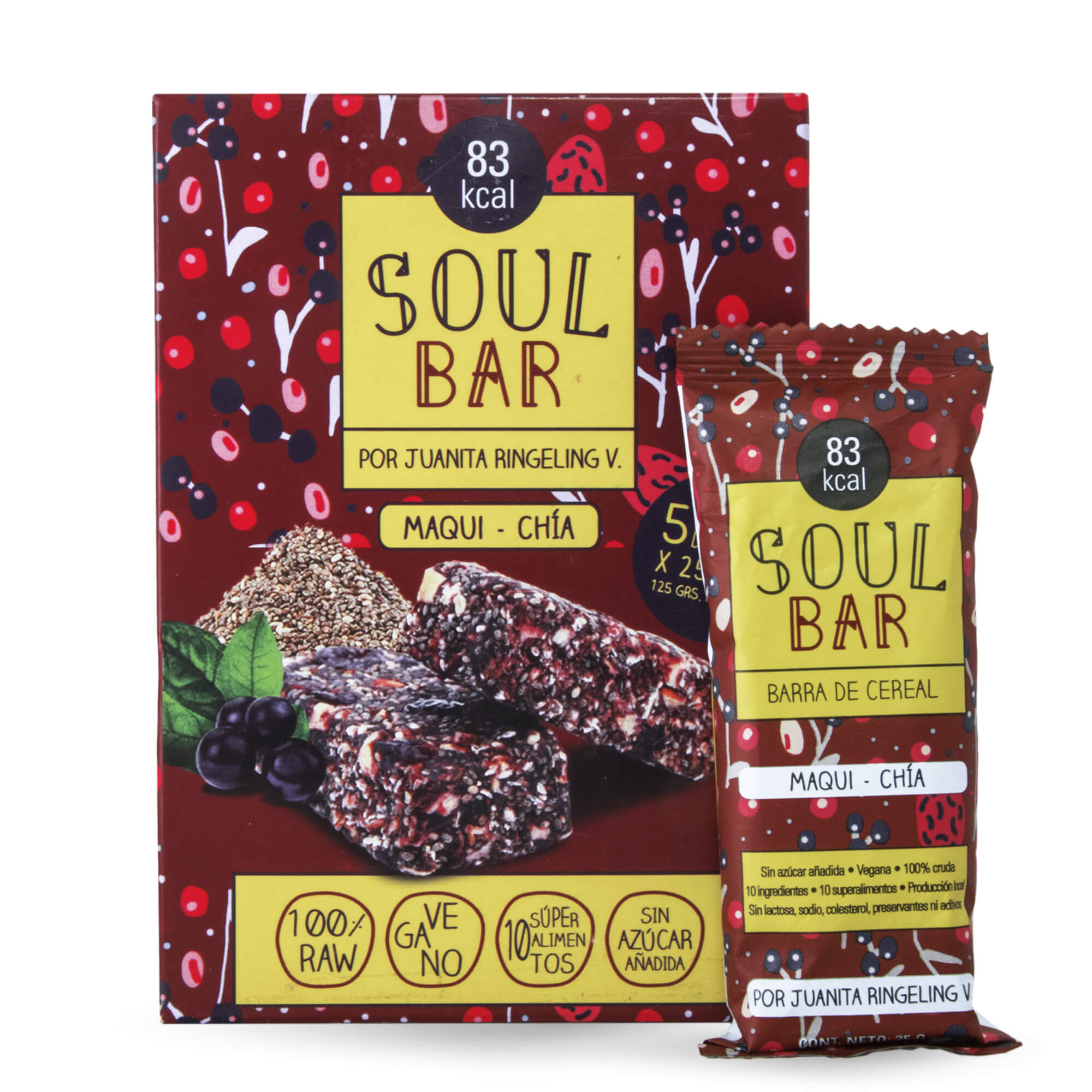 Caja de 5 Barras de Cereal Soul Bar Maqui Chia 5 un de 35 grs c/u marca