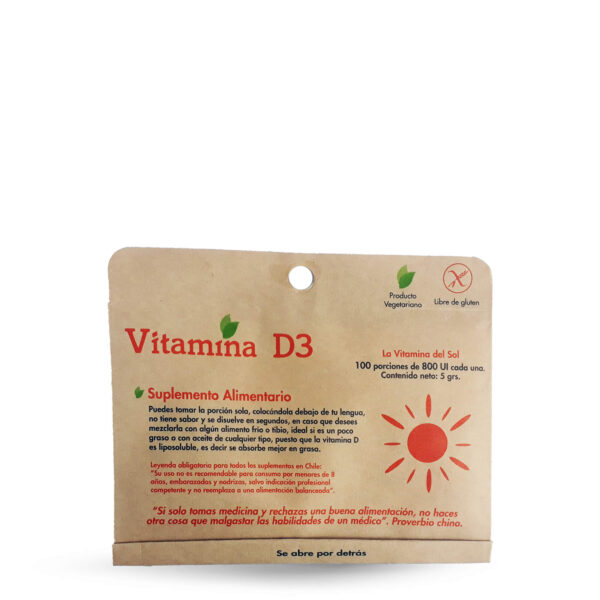 Vitamina D3 800 UI 8.1 gr marca Dulzura Natural