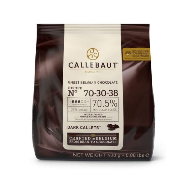 Chips de Cacao Amargo 70% Sin Gluten 400 gr marca Callebaut
