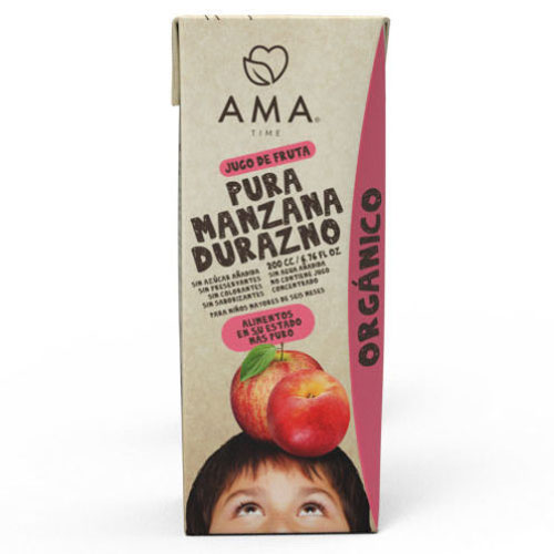 Jugo Manzana Durazno Orgánico 200 cc Marca AMA