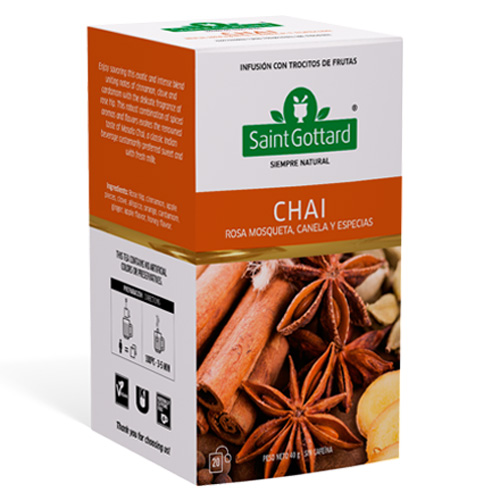 Té Chai Rosa Mosqueta Canela Especias 20 bolsas Marca Saint Gottard
