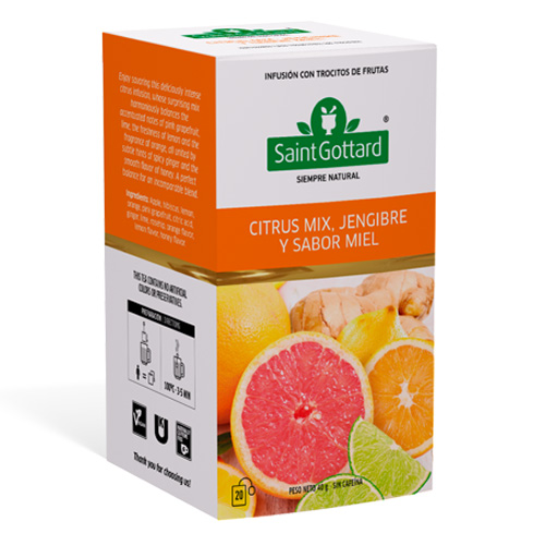 Infusión de Hierbas Citrus Mix Jengibre Miel 20 bolsas Marca Saint Gottard