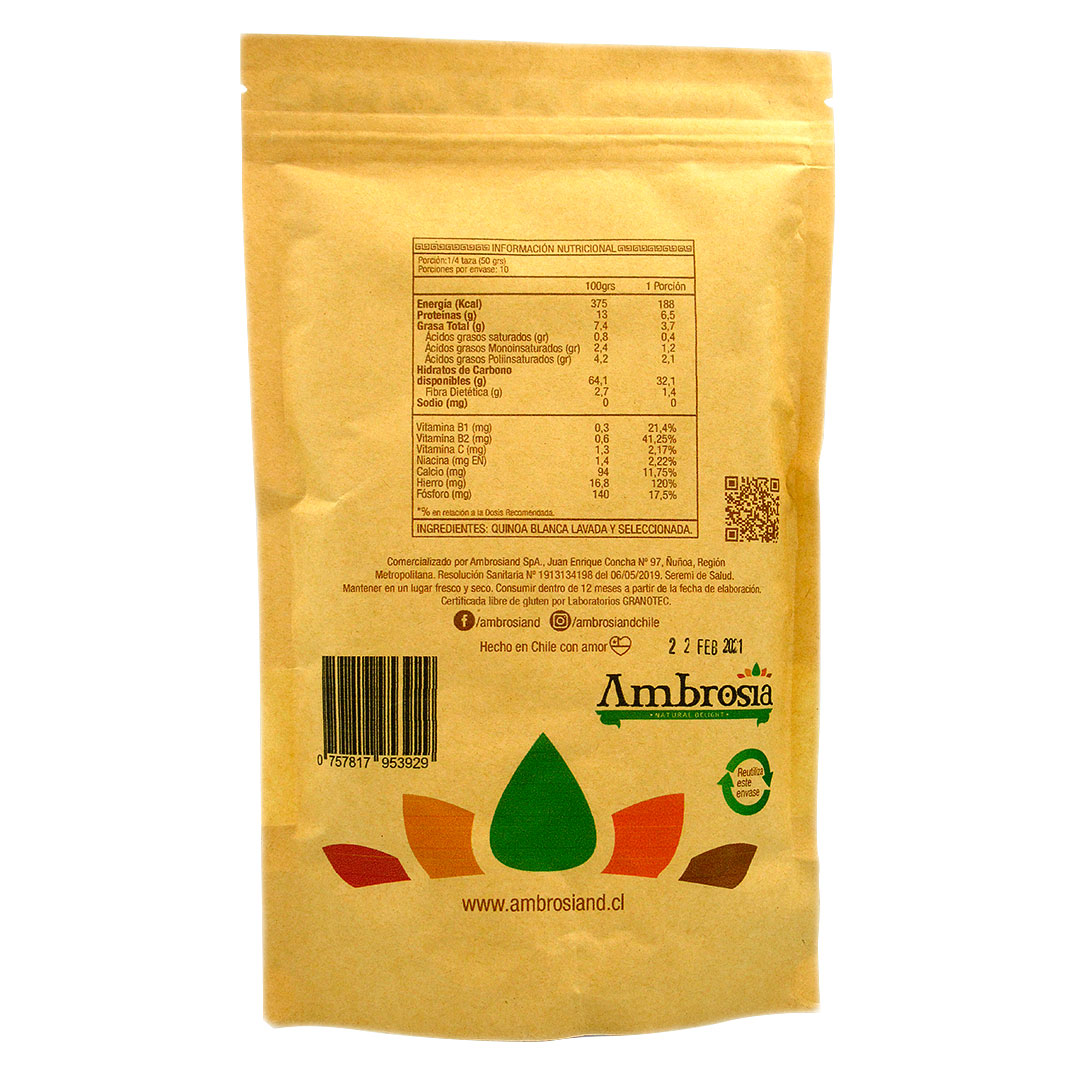 Quinoa Blanca Libre de Gluten 500 grs marca Ambrosia - Imagen 2