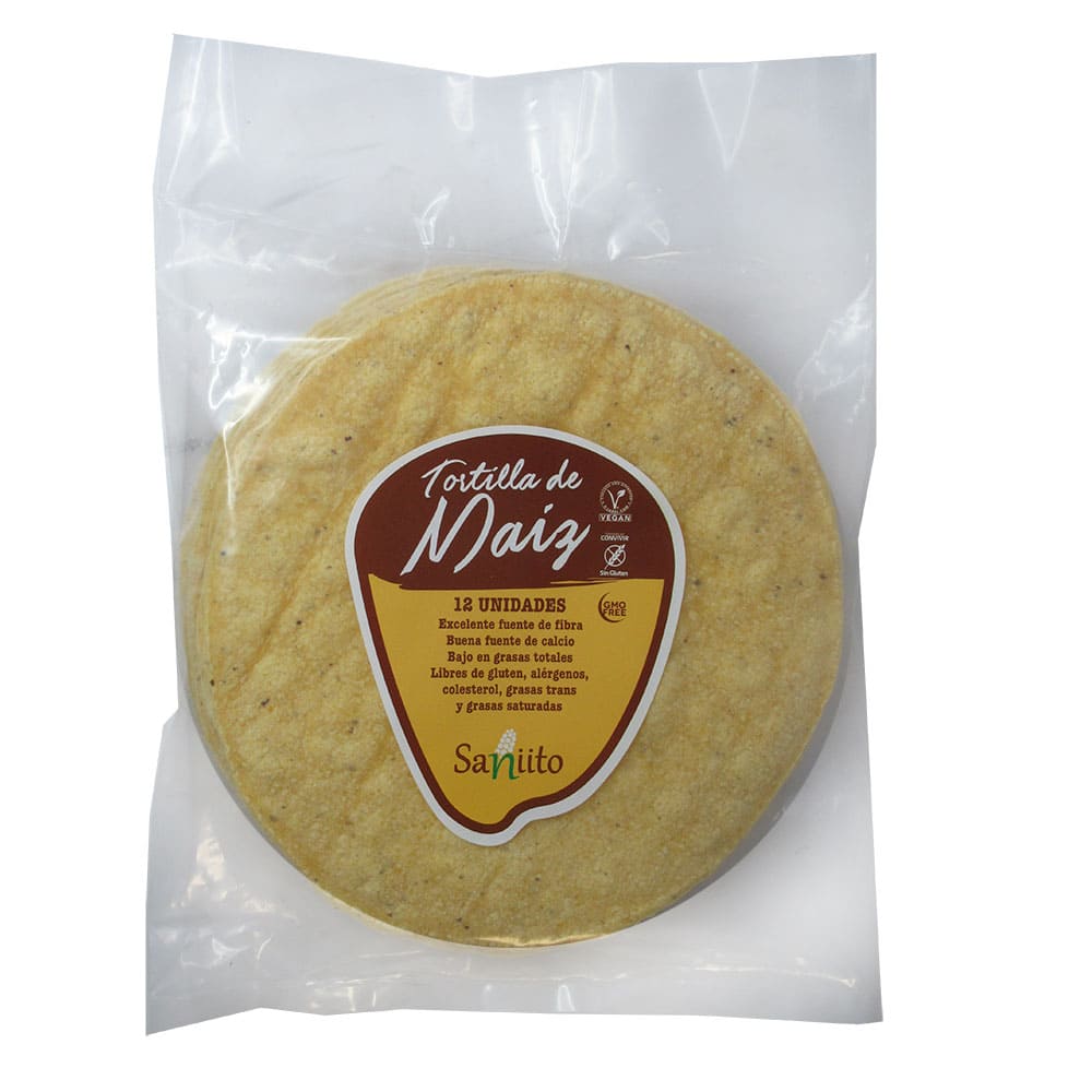 Tortillas de Maiz de 17 cm Libres de Gluten y Veganas 12unidades Marca
