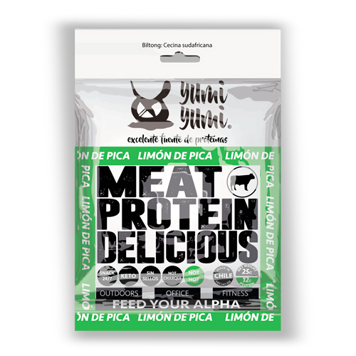 Snack Keto de Carne de Vacuno Sabor Limon de Pica 25 grs marca Yumi Yumi 1 Snack Keto de Carne de Vacuno Sabor Limon de Pica 25 grs marca Yumi Yumi