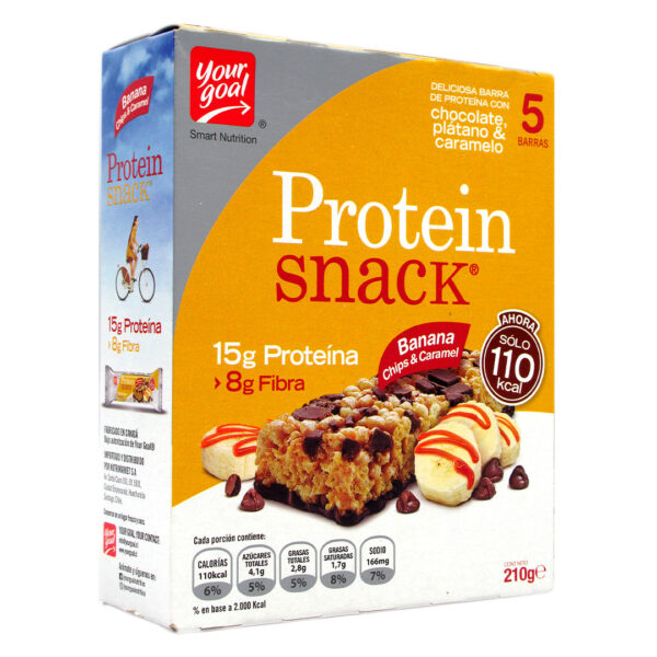 Pack 5 Barras de Proteina Banana Chips y Caramelo 210 gr Marca Your Goal