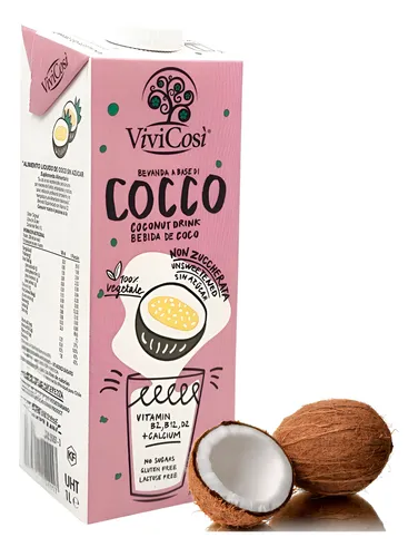 Bebida Vegetal de Coco Sin Azucar con Vitaminas y CalcioLibre de Gluten 1 Lt Marca Vivicosi - Imagen 2