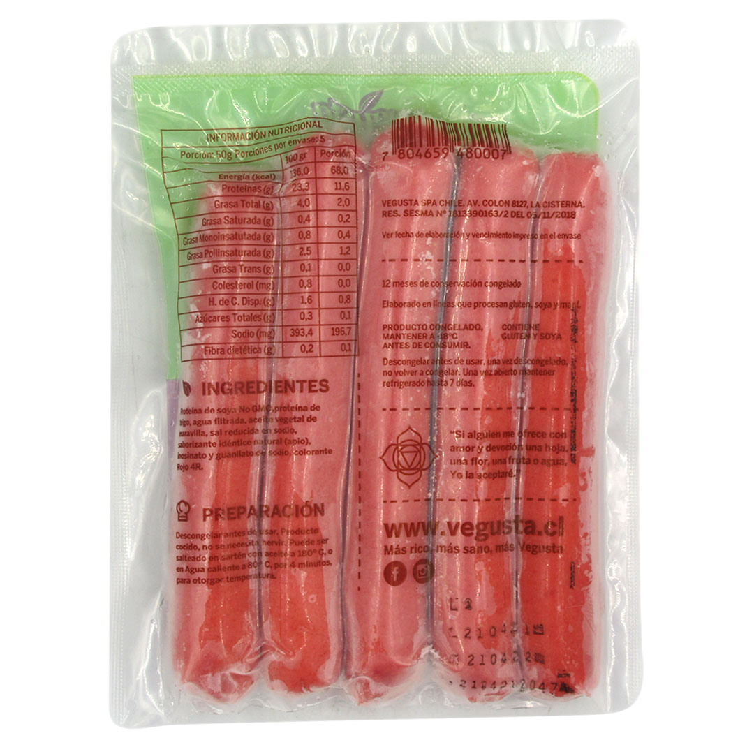Vienesas Veggie 5 un de 250 grs en total Marca Vegusta - Imagen 2