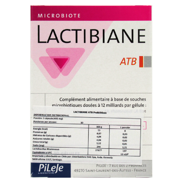 Lactibiane ATB Cepas Microbi�ticas dosificadas a 12 mil millones por capsula 10 c�psulas Marca Lacti 3 ETIQUETA 3070123
