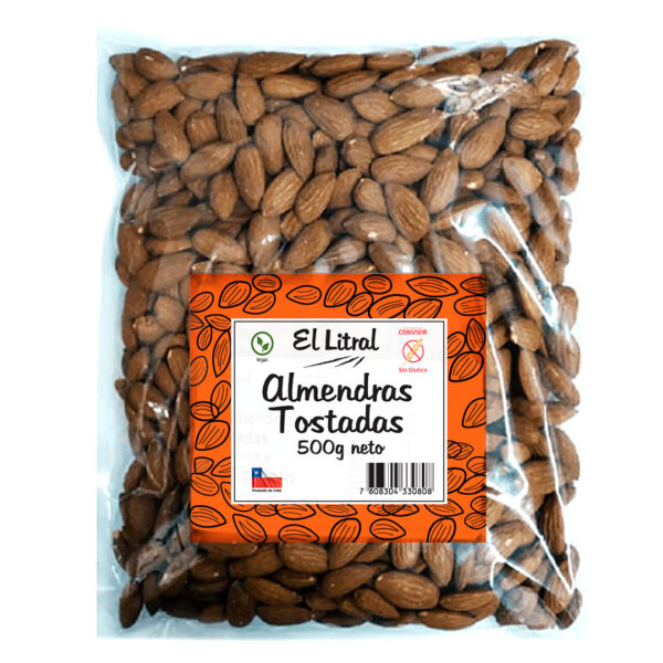 Almendras Tostadas con Piel sin Gluten 500 Grs Marca El Litral