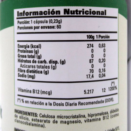 Vitamina B12 Vegana 60 cápsulas Marca Sunvit Life - Imagen 2