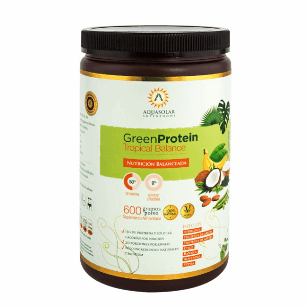 Proteina Vegana Green Protein Sabor Balance Tropical 600 Grs Marca Aquasolar