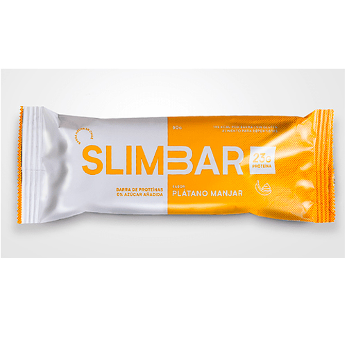 Barra de proteínas Platano -Manjar 0% azúcar 60 grs  Marca Slimbar