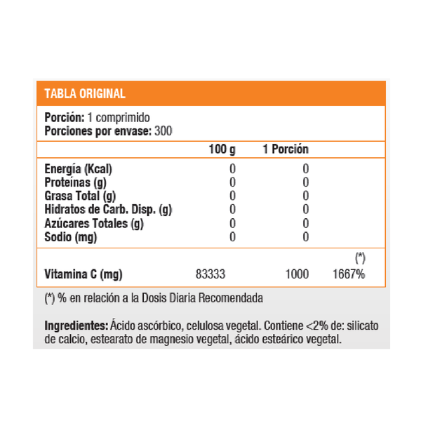 Vitamina C 1000 mg 300 tabletas Vegetales Sin Glúten marca Sundown - Imagen 2