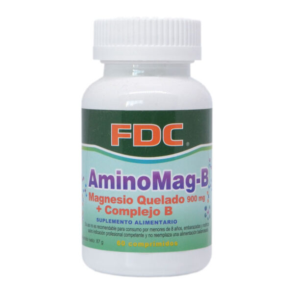 Magnesio Quelado 900 mg + Complejo B  AMINOMAG-B 60 comprimidos marca FDC