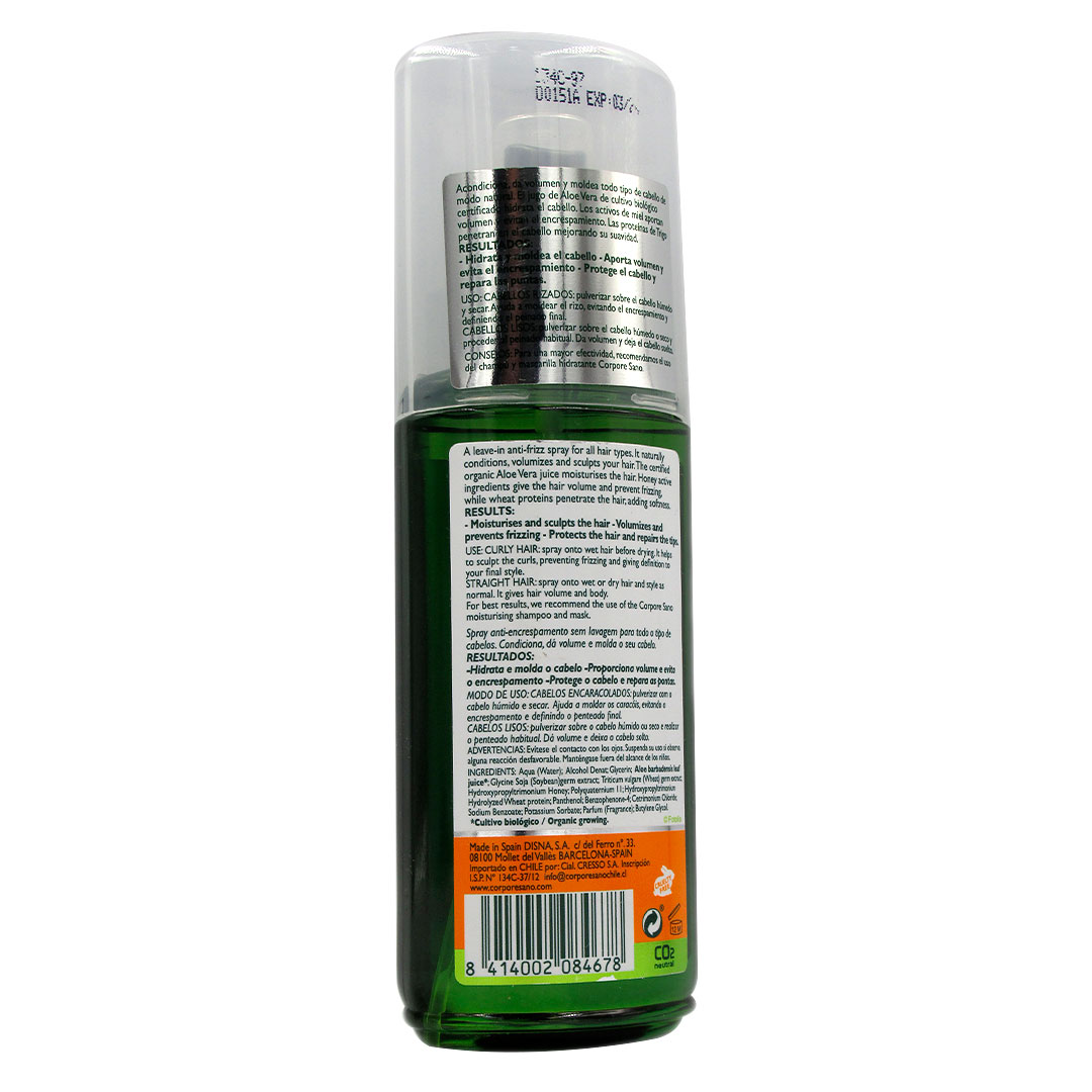 Spray Style Control Anti Frizz y Volume Aloea Vera y Miel 200 ml marca Corpore Sano - Imagen 2