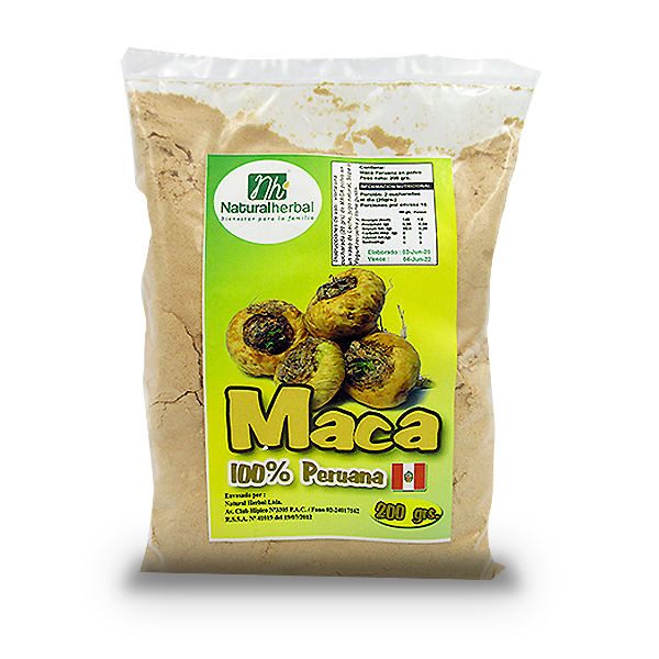 Maca en Polvo 100% Peruana 200 Grs Marca Natural Herbal