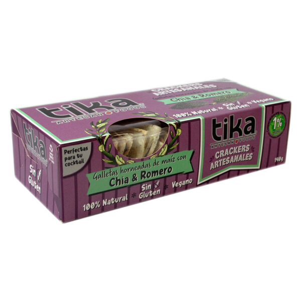 Galletas de Coktail Honeadas Chia y Romero Sin Glúten 140 grs marca Tika