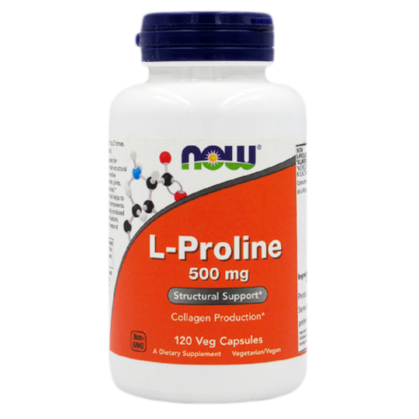 L-Prolina 500 mg 120 cápsulas veganas  marca Now