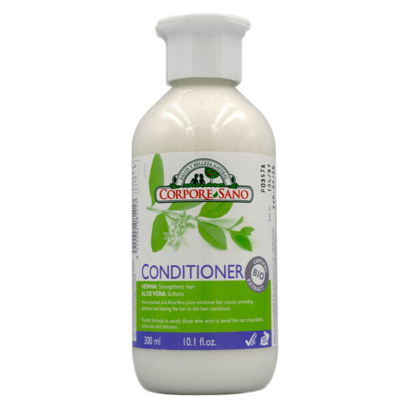Acondicionador de Henna y Aloe Vera, Fortalece y Suaviza, 300 ml, marca Corpore Sano
