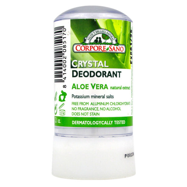 Desodorante Cristal de Potassium y Aloe Vera sin aluminio perfume ni alcohol 60 grs marca Corpore Sa