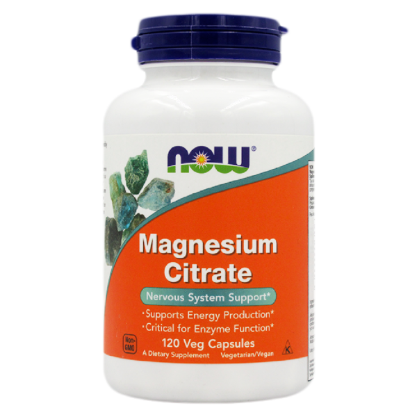 Magnesio Citrato 120 cápsulas vegetales marca Now
