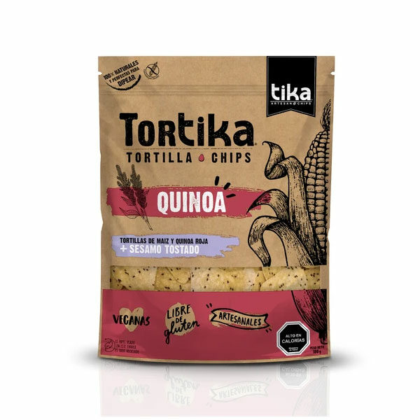 Tortilla Chips de Maiz y Quinoa Roja Sin Glúten 180 grs marca Tika