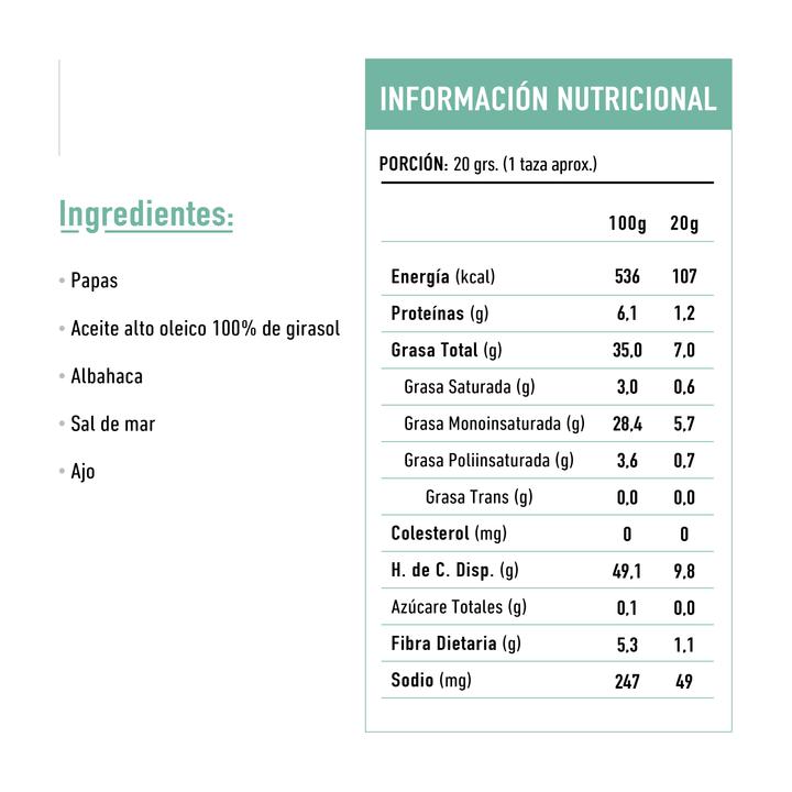 Chips de Papas con Albahaca y Ajo Nativas Pesto 180 grs marca Tika 2 Chips de Papas con Albahaca y Ajo Nativas Pesto 180 grs marca Tika - Imagen 2