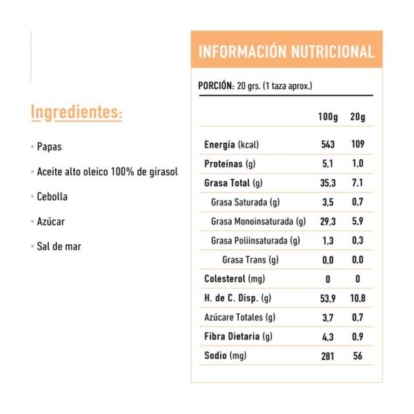 Chips de Papas con Cebolla Caramelizada 180 grs marca Tika 3 TikaNativas 15 720x