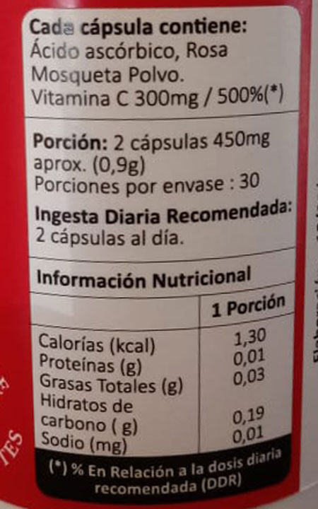 Vitamina C con Rosa Mosqueta 60 Cápsulas Marca Avanti - Imagen 2