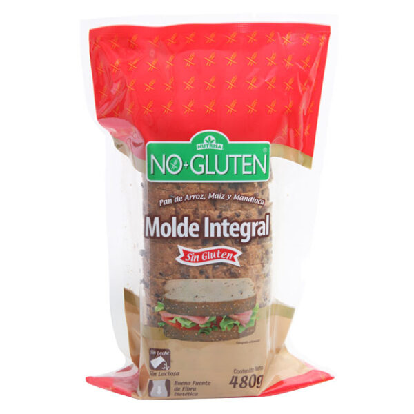 Pan de Molde Integral Sin Gluten 480 grs Marca Nutrisa